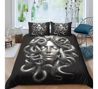 UNRXJZLVM 3D Printed Mythical Medusa Duvet Cover Soft Microfiber Bedroom Decor Medusa Bedding Set Breathable for Adults Super king（260x220cm）