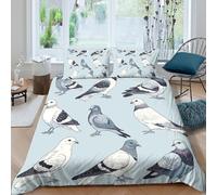 UNRXJZLVM 3D Printed Pigeon Pattern Duvet Cover Microfiber Bedding Set Soft Breathable Bedroom Decor for Adults Teens Double（200x200cm）