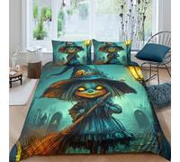 UNRXJZLVM 3D Printed Pumpkin Witch Duvet Cover Microfiber Bedroom Decor Halloween Bedding Set for Adults Teens Super king（260x220cm）