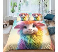 UNRXJZLVM 3D Printed Rainbow Llama Duvet Cover Microfiber Bedding Colourful Animal Bed Set Soft Breathable for Adults Teens King（220x240cm）