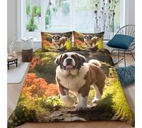 UNRXJZLVM 3D Printed St Bernard Dog Pattern Microfiber Duvet Cover Bedroom Decor Animal Bedding Set Soft Breathable for Home Super king（260x220cm）