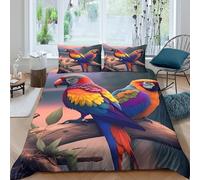 UNRXJZLVM 3D Printed Tropical Parrot Duvet Cover Microfiber Bedroom Decor Exotic Birds Bedding Set Soft Breathable for Home Super king（260x220cm）