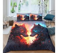 UNRXJZLVM 3D Printed Twin Wolf Duvet Cover Microfiber Bedroom Decor Wolf Bedding Set Soft Breathable for Adults Teens King（220x240cm）