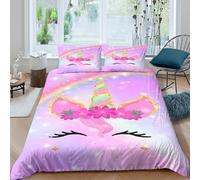 UNRXJZLVM 3D Printed Unicorn Rainbow Duvet Cover Microfiber Bedding Set Bedroom Decor for Adults Teens Soft Gift Single（135x200cm）