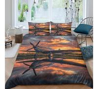 UNRXJZLVM 3D Printed Windmill Sunset Duvet Cover Microfiber Bedroom Decor Windmill Bedding Set Soft Breathable for Adults Teens Home Double（200x200cm）