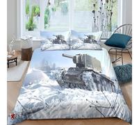 UNRXJZLVM 3D Printed Winter Tank Duvet Cover Microfiber Comfortable Bedroom Decor Frost Tank Bedding Set for Adults All-Season Super king（260x220cm）