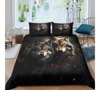 UNRXJZLVM 3D Printed Wolf Pattern Duvet Cover Microfiber Bedroom Decor Wildlife Bedding Set Soft Breathable for Adult Home Super king（260x220cm）