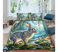 UNRXJZLVM 3D Printed Woodland Animal Duvet Cover Microfiber All Seasons Bedroom Decor Forest Creatures Bedding Set for Adults Teens Soft Breathable King（220x240cm）