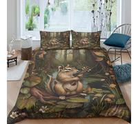 UNRXJZLVM 3D Printed Woodland Animal Duvet Cover Soft Microfiber Bedroom Decor Forest Creatures Bedding Set for Adults Breathable Super king（260x220cm）