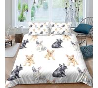 UNRXJZLVM Adorable 3D Printed French Bulldog Duvet Cover Microfiber Soft Bedroom Decor Frenchie Bedding Set Breathable for Adults Super king（260x220cm）