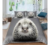 UNRXJZLVM Adorable Animal 3D Printed Hedgehog Duvet Cover Microfiber Bedroom Decor Hedgehog Bedding Set Soft Breathable for Adults Teens Double（200x200cm）