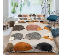 UNRXJZLVM Adorable Animal 3D Printed Microfiber Duvet Cover Hedgehog Bedding Set Soft Breathable for Bedroom Décor King（220x240cm）