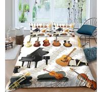 UNRXJZLVM Artistic Musical Instruments 3D Printed Duvet Cover Microfiber Bedroom Decor Symphony Bedding Set Soft Breathable for Home Gift Single（140x200cm）