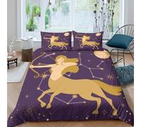 UNRXJZLVM Astrology 3D Printed Duvet Cover Microfiber Bedroom Decor Sagittarius Bedding Set Soft Breathable Gift for Home Single（135x200cm）