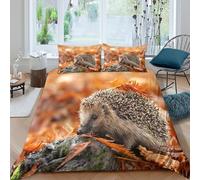 UNRXJZLVM Autumn Hedgehog 3D Printed Microfiber Duvet Cover Set Soft All Season Bedding Animal Bedroom Decor for Adults Teens Single（140x200cm）