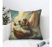 UNRXJZLVM Basset Hound Dog Cushion Cover Set of 1 Decorative Machine Washable Pillowcases Square Cushions with Invisible Zipper Cushion Covers for Outdoor Home Bed Decor Throw Pillow Case 50x50cm