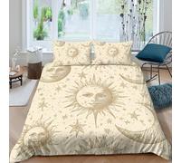 UNRXJZLVM Boho Style 3D Printed Sun Moon Duvet Cover Microfiber Bedroom Decor Celestial Bedding Set All Season Soft for Home Single（140x200cm）