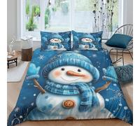 UNRXJZLVM Charming Winter 3D Printed Snowman Duvet Cover Microfiber Bedroom Decor Frost Bedding Set Soft Breathable for Adults Teens King（220x240cm）