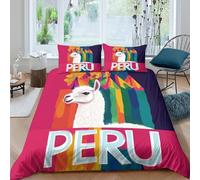 UNRXJZLVM Colourful Llama 3D Printed Duvet Cover Microfiber Bedroom Decor South American Animal Bedding Set Soft Breathable for Home Single（135x200cm）