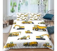 UNRXJZLVM Construction Themes 3D Printed Duvet Cover Microfiber Bedroom Décor Building Trucks Bedding Set Soft Breathable for Home Double（200x200cm）