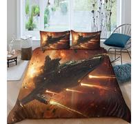 UNRXJZLVM Cosmic Adventure 3D Printed Duvet Cover Microfiber Bedroom Decor Spaceship Bedding Set Soft Breathable for Home Gift Super king（260x220cm）