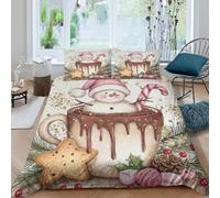 UNRXJZLVM Cozy 3D Printed Hot Chocolate Duvet Cover Microfiber Bedroom Decor Cute Winter Dessert Bedding Set Soft Breathable for Adults Super king（260x220cm）