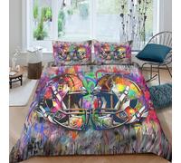 UNRXJZLVM Creative Graffiti Style 3D Printed American Football Duvet Cover Microfiber Colourful Sports Bedding Set Soft Breathable for Bedroom Decor Single（135x200cm）