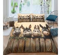 UNRXJZLVM Cute Animal 3D Printed Duvet Cover Microfiber Bedroom Decor Funny Donkey Bedding Set Soft All Season Home King（220x240cm）