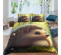 UNRXJZLVM Cute Animal 3D Printed Hedgehog Duvet Cover Microfiber Soft Bedroom Decor Forest Bedding Set Double（200x200cm）