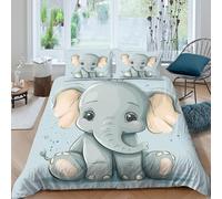 UNRXJZLVM Cute Cartoon 3D Printed Elephant Duvet Cover Soft Microfiber Bedroom Decor Elephant Bedding Set for Adults Teens Dorm Home Double（200x200cm）