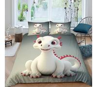 UNRXJZLVM Cute Cartoon Dragon 3D Printed Microfiber Duvet Cover Set Animal Theme Bedding Soft Breathable for Bedroom Decor Adults Teens Single（135x200cm）
