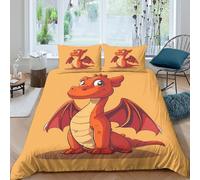 UNRXJZLVM Cute Dragon Design 3D Printed Microfiber Duvet Cover Bedroom Decor Dragon Bedding Set Soft Breathable for Teens Super king（260x220cm）