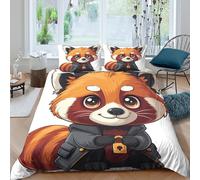 UNRXJZLVM Cute Red Panda Bedding Set 3D Printed Microfiber Student Room