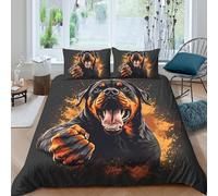 UNRXJZLVM Dynamic 3D Printed Rottweiler Duvet Cover Microfiber Bedroom Decor Fierce Dog Bedding Set for Adults Teens Soft Gift King（220x240cm）