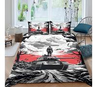 UNRXJZLVM Dynamic 3D Printed Tank Duvet Cover Microfiber Bedroom Decor Military Bedding Set for Teens Adults Soft Breathable Single（140x200cm）