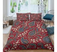 UNRXJZLVM Elegant Floral 3D Printed Microfiber Duvet Cover Bedroom Decor Paisley Bedding Set Soft Breathable for Adults Home Single（140x200cm）