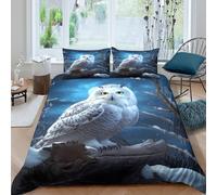 UNRXJZLVM Elegant Night Owl 3D Printed Microfiber Duvet Cover Bedroom Decor Owl Bedding Set for Adults Teens Soft Gift Double（200x200cm）