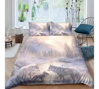 UNRXJZLVM Elegant Snow Tiger 3D Printed Duvet Cover Microfiber Bedroom Decor Nordic Style Bedding Set Soft Breathable for Home Comfort Single（135x200cm）