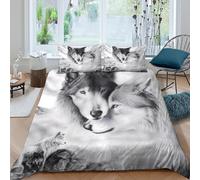 UNRXJZLVM Elegant Wolf 3D Printed Duvet Cover Microfiber Bedroom Decor Wolf Pattern Bedding Set Soft Breathable Gift for Adults Super king（260x220cm）