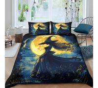 UNRXJZLVM Enchanted Witch Design 3D Printed Duvet Cover Microfiber Bedroom Decor Witch Pattern Bedding Set for Adults Soft Breathable King（220x240cm）