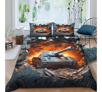 UNRXJZLVM Epic Tank 3D Printed Microfiber Duvet Cover for Teens Boys Bedroom Decor Tank Bedding Set Soft Breathable Skin-Friendly Super king（260x220cm）
