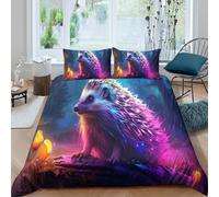 UNRXJZLVM Fantasy Hedgehog 3D Printed Microfiber Duvet Cover for Adults Teens Bedroom Decor Soft Breathable Bedding Set Single（140x200cm）