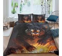UNRXJZLVM Fierce Animal 3D Printed Duvet Cover Microfiber Bedroom Decor Wild Beast Bedding Set for Adults Home Comfort Super king（260x220cm）
