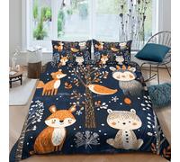 UNRXJZLVM Forest Animal 3D Printed Duvet Cover Microfiber Bedroom Decor Woodland Creatures Bedding Set Soft Breathable for Adult Teen Single（135x200cm）