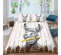 UNRXJZLVM Funny Cartoon 3D Printed Donkey Duvet Cover Microfiber Bedroom Decor Donkey Bedding Set for Adults Teens Soft Breathable Home King（220x240cm）