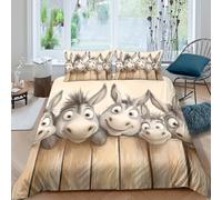 UNRXJZLVM Funny Cartoon 3D Printed Donkey Duvet Cover Microfiber Bedroom Decor Donkey Bedding Set Soft Breathable All Seasons Super king（260x220cm）