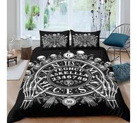 UNRXJZLVM Gothic Skull 3D Printed Duvet Cover Microfiber Bedroom Decor Ouija Bedding Set Soft Breathable for Adults Super king（260x220cm）