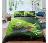 UNRXJZLVM Green Snail 3D Duvet Cover Microfiber Bedding Teens Decor