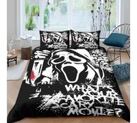 UNRXJZLVM Horror Style 3D Printed Duvet Cover Microfiber Bedroom Decor Ghost Face Bedding Set Soft Breathable for Adults Single（135x200cm）