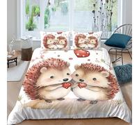 UNRXJZLVM Lovely Animal 3D Printed Microfiber Duvet Cover Bedroom Decor Hedgehog Bedding Set for Adults Teens Gift Super king（260x220cm）